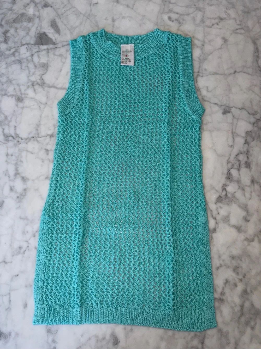 NWOT Beach Lingo Sleeveless Crochet Knit COVERUP - Aqua 2/3T
